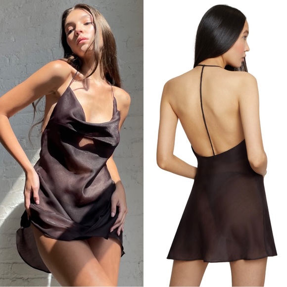 Danielle Guizio Dresses & Skirts - SOLD Danielle Guizio NY Sz M Sheer Cowl Slip Dress